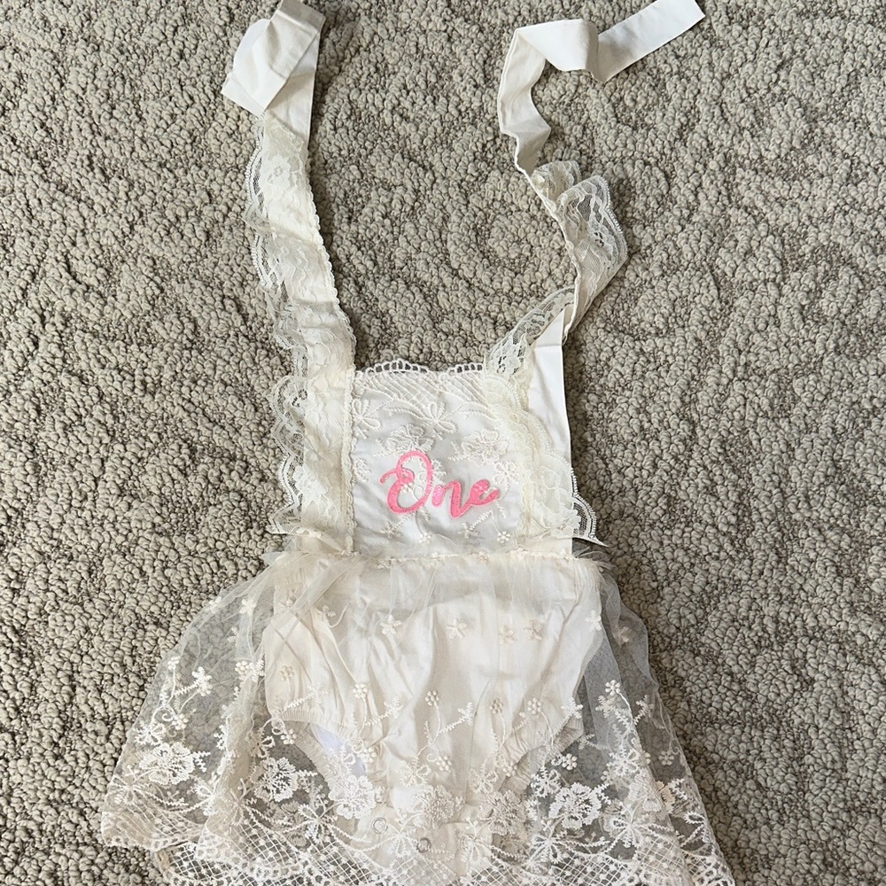 Elegant Cream Lace Kids One Piece